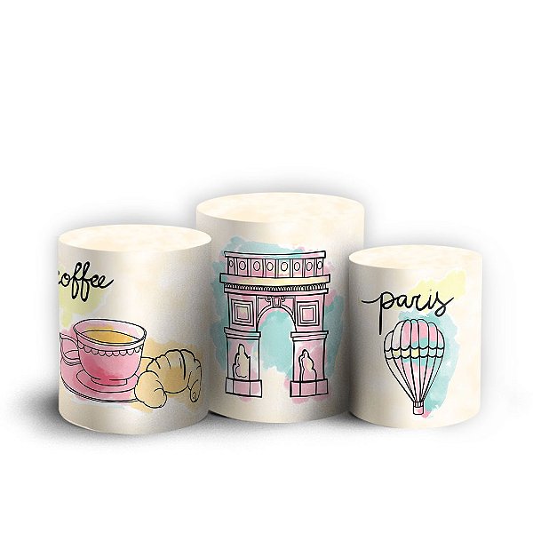 Trio Cilindro - Paris - Sublimado 3D + Elástico
