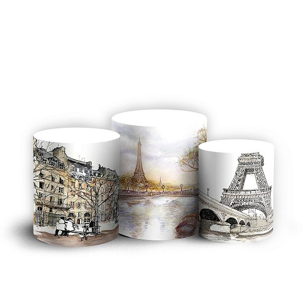 Trio Cilindro - Paris - Sublimado 3D + Elástico