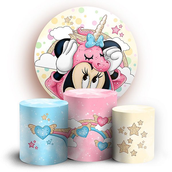 KIT Redondo e Trio - Minnie Unicórnio - Sublimado 3D