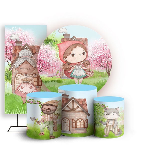 KIT Redondo Trio e Faixa - Chapeuzinho Vermelho - Sublimado 3D