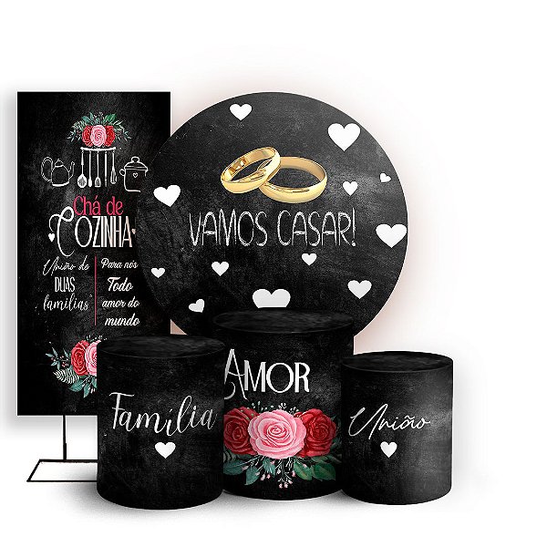 KIT Redondo Trio e Faixa - Cha de Cozinha - Sublimado 3D