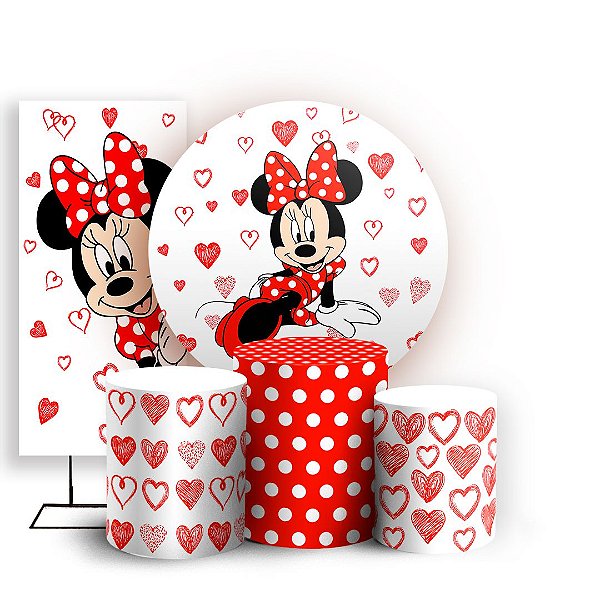 KIT Redondo Trio e Faixa - Minnie - Sublimado 3D