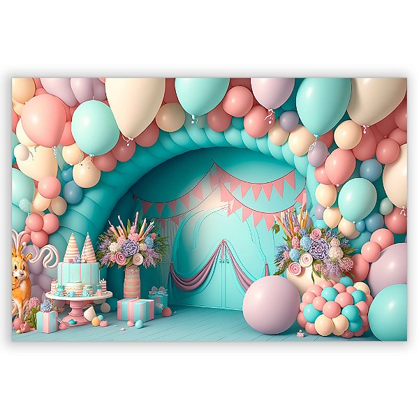 Painel Retangular - Fundo Fotografico Balao - Sublimado 3D