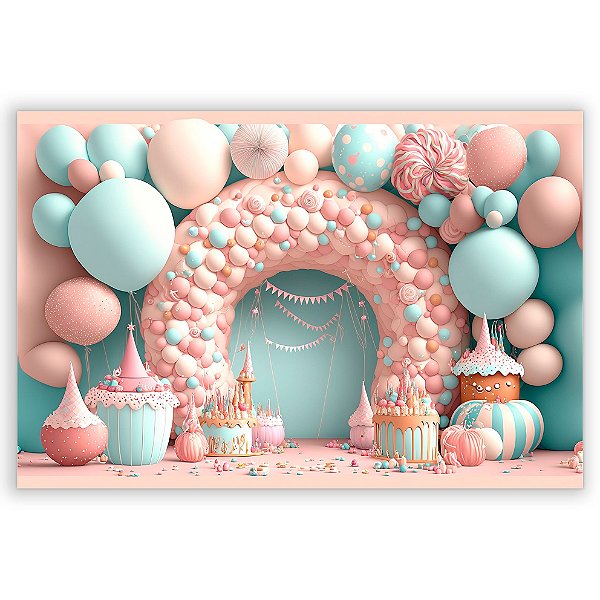 Painel Retangular - Fundo Fotografico Balao - Sublimado 3D