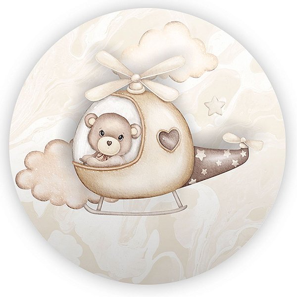 Painel Redondo - Ursinho Baloeiro Marrom - Sublimado 3D