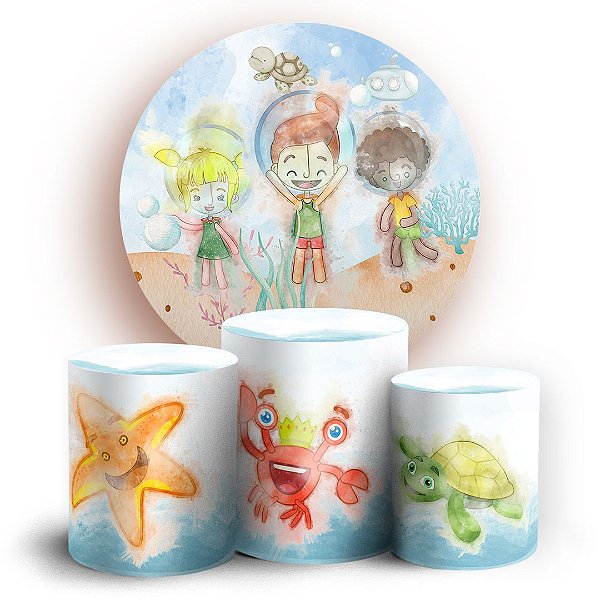 KIT Redondo e Trio - Mundo Bita Aquarela - Sublimado 3D