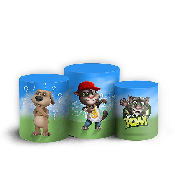 Trio Cilindro - Talking Tom - Sublimado 3D + Elástico