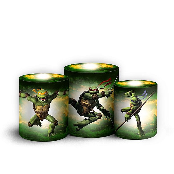 Trio Cilindro - Tartarugas Ninja - Sublimado 3D + Elástico