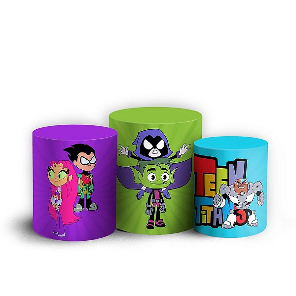 Trio Cilindro - Teen Titans - Sublimado 3D + Elástico