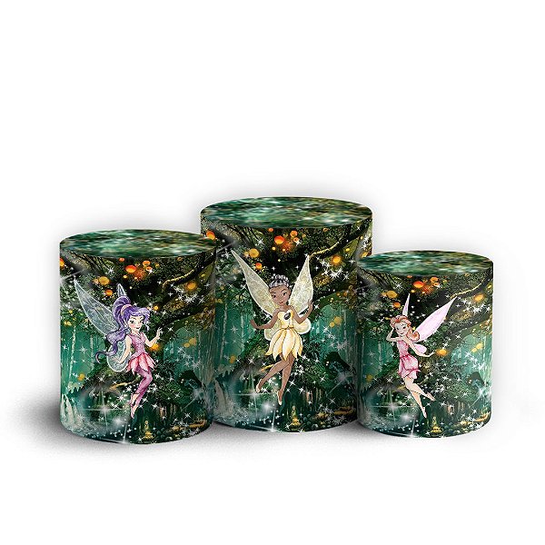 Trio Cilindro - Tinkerbell   Sininho - Sublimado 3D + Elástico