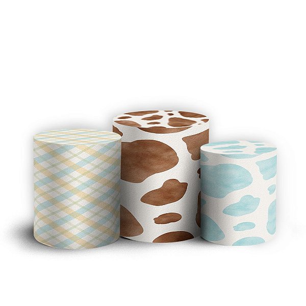 Trio Cilindro - Fazendinha Aquarela - Sublimado 3D + Elástico