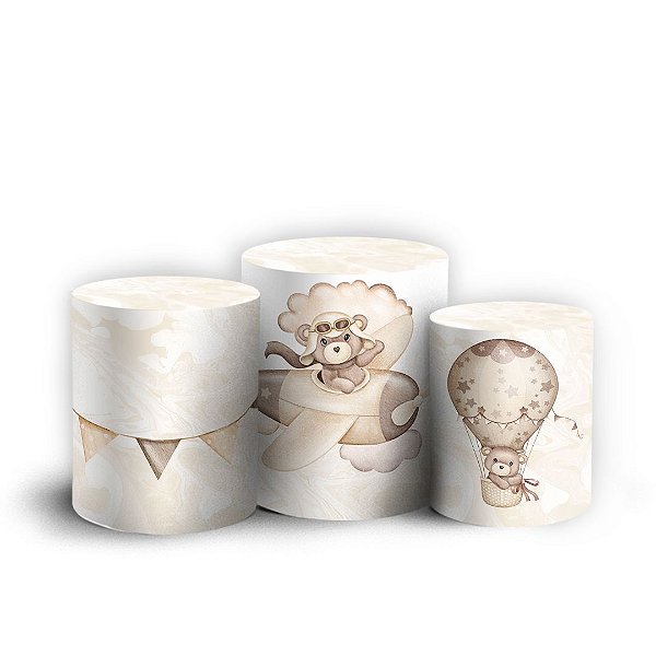 Trio Cilindro - Ursinho Baloeiro Marrom - Sublimado 3D + Elástico