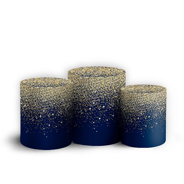 Trio Cilindro - Glitter Azul - Sublimado 3D + Elástico