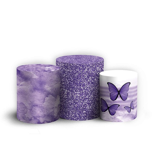 Trio Cilindro - Borboletas - Sublimado 3D + Elástico