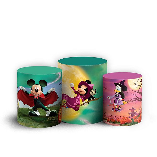 Trio Cilindro - Mickey Halloween - Sublimado 3D + Elástico