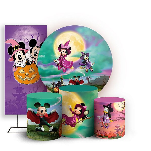KIT Redondo Trio e Faixa -  Mickey Halloween - Sublimado 3D