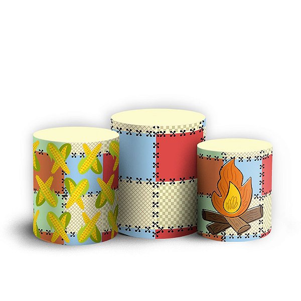 Trio Cilindro - Turma da Mônica Festa Junina - Sublimado 3D + Elástico