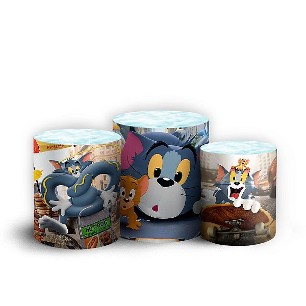 Trio Cilindro - Tom e Jerry - Sublimado 3D + Elástico