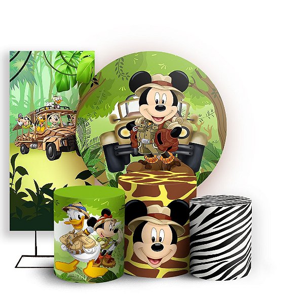 KIT Redondo Trio e Faixa - Mickey Safari - Sublimado 3D