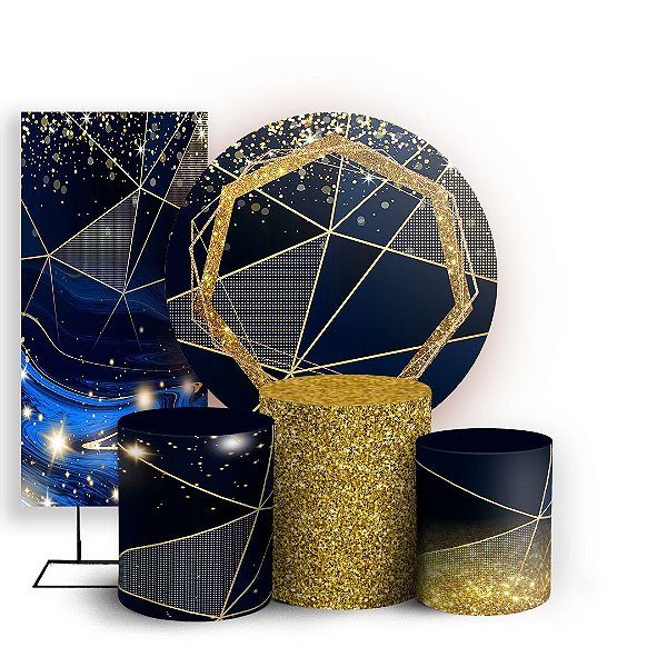 KIT Redondo Trio e Faixa - Abstrato Glitter - Sublimado 3D