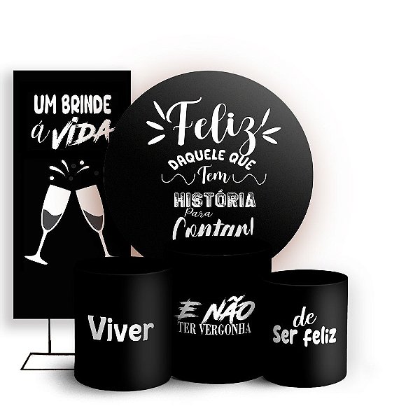 KIT Redondo Trio e Faixa - Um Brinde a Vida - Sublimado 3D