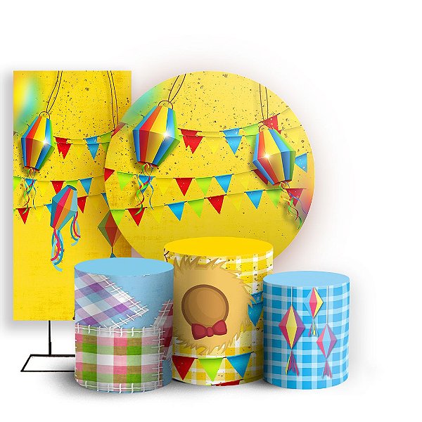 KIT Redondo Trio e Faixa - Festa Junina - Sublimado 3D