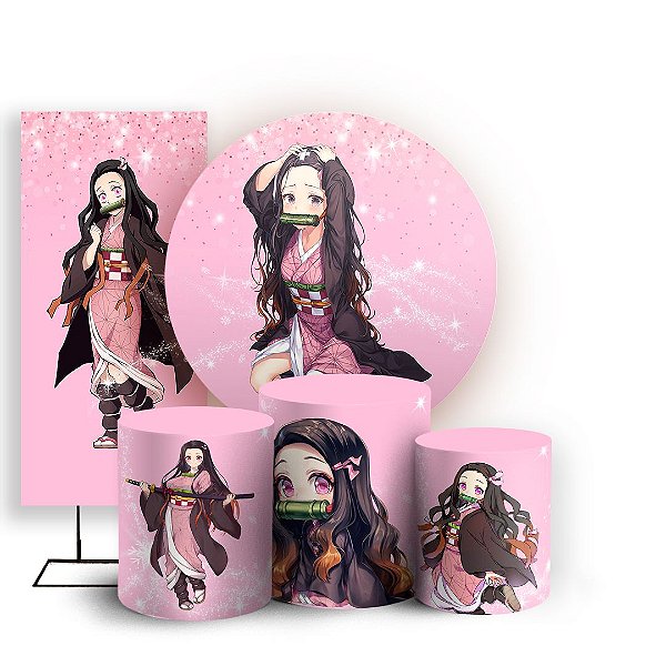 KIT Redondo Trio e Faixa - Nezuko Kimetsu no Yaiba - Sublimado 3D