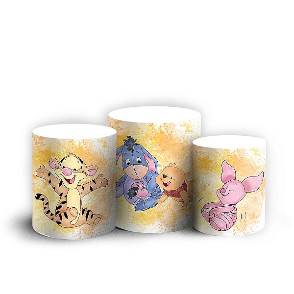 Trio Cilindro - Ursinho Pooh - Sublimado 3D + Elástico