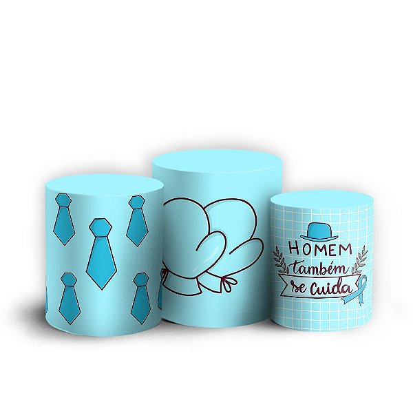 Trio Cilindro - Novembro Azul - Sublimado 3D + Elástico