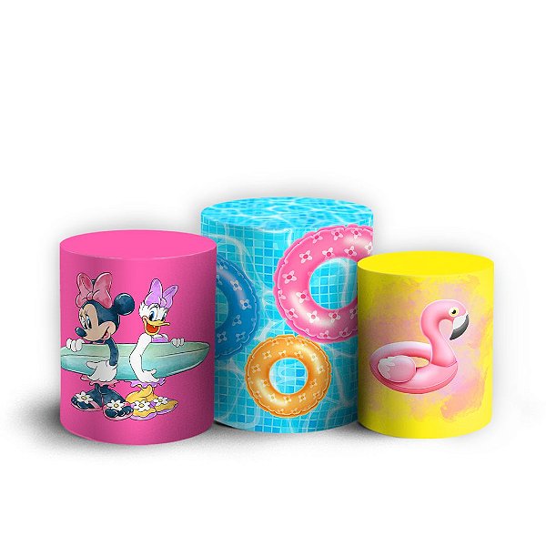 Trio Cilindro - Minnie e Margarida - Sublimado 3D + Elástico