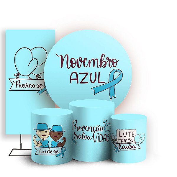 KIT Redondo Trio e Faixa - Novembro Azul - Sublimado 3D