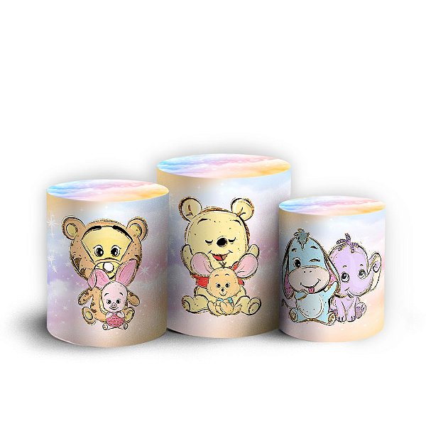 Trio Cilindro - Ursinho Pooh - Sublimado 3D + Elástico