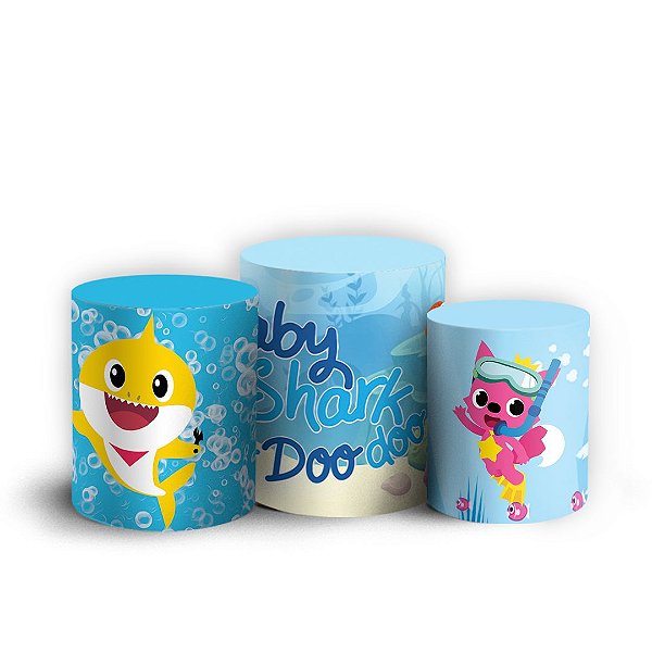 Trio Cilindro - Baby Shark - Sublimado 3D + Elástico