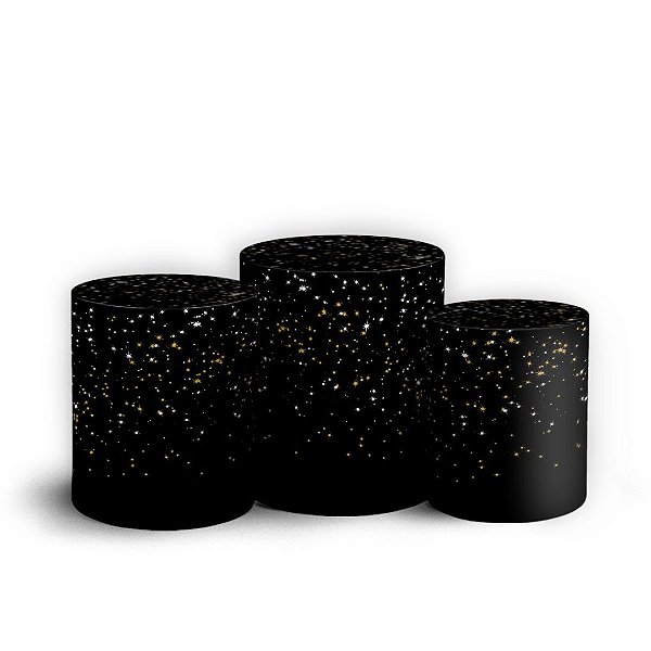 Trio Cilindro - Glitter Dourado - Sublimado 3D + Elástico