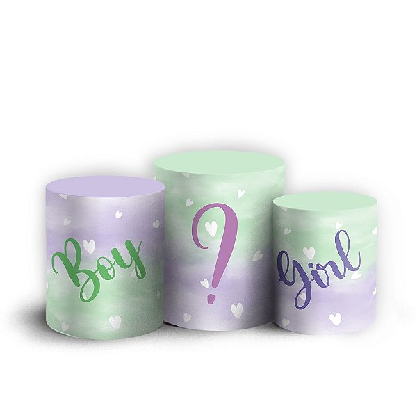 Trio Cilindro - Chá de Bebê - Sublimado 3D + Elástico