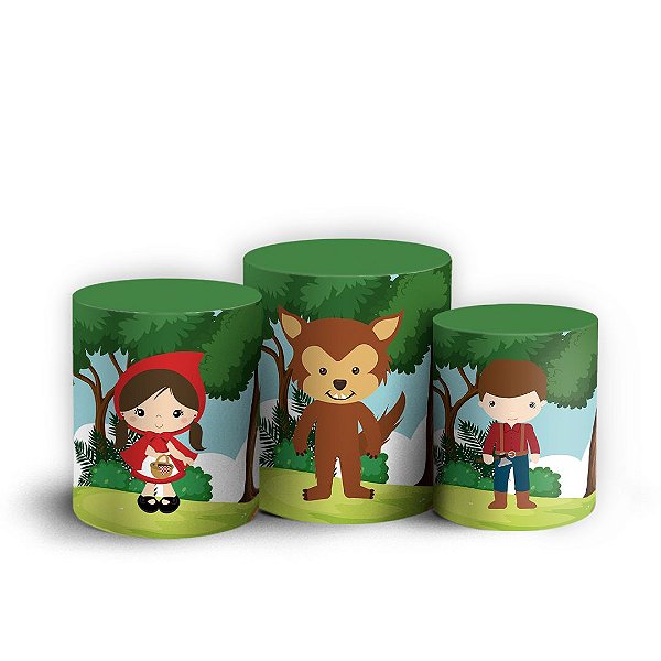 Trio Cilindro - Chapeuzinho Vermelho - Sublimado 3D + Elástico