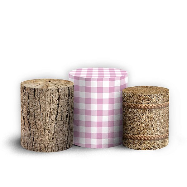 Trio Cilindro - Fazendinha Aquarela - Sublimado 3D + Elástico