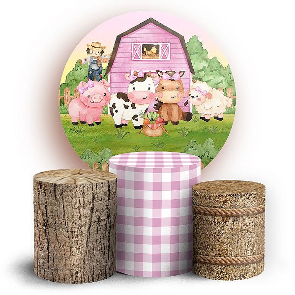 KIT Redondo e Trio - Fazendinha Aquarela - Sublimado 3D