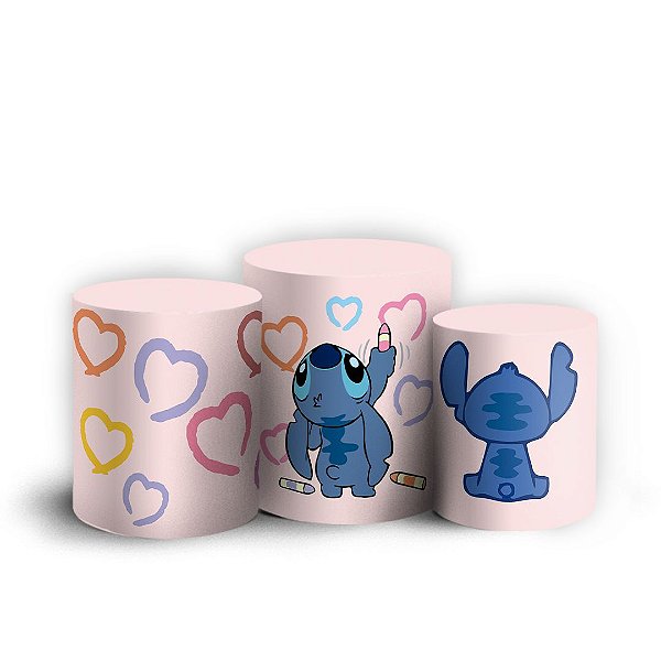 Trio Cilindro - Stitch - Sublimado 3D + Elástico