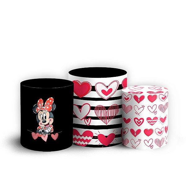 Trio Cilindro - Minnie Vermelha - Sublimado 3D + Elástico