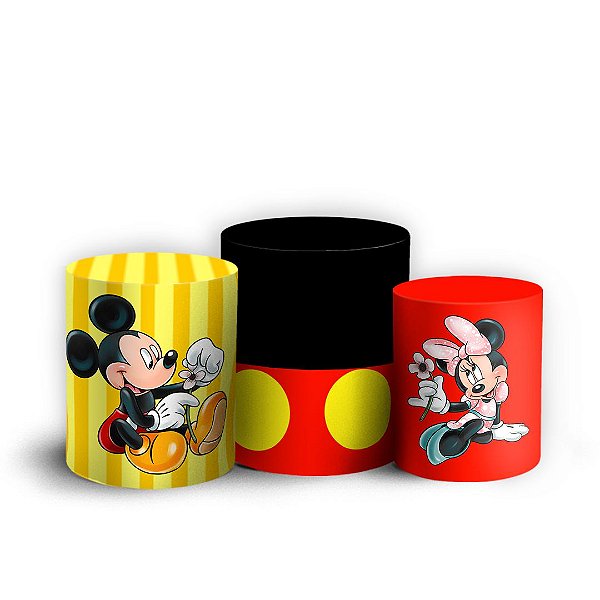 Trio Cilindro - Mickey e Minnie - Sublimado 3D + Elástico