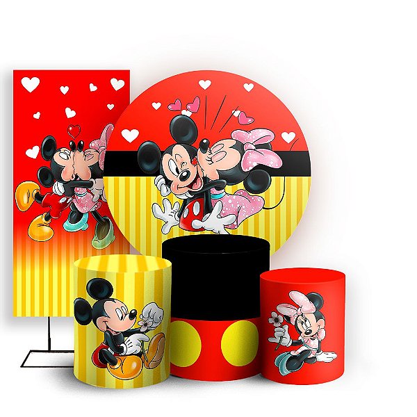 KIT Redondo Trio e Faixa - Mickey e Minnie - Sublimado 3D