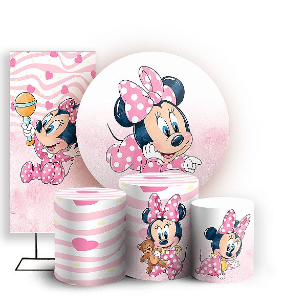 KIT Redondo Trio e Faixa - Minnie Baby - Sublimado 3D