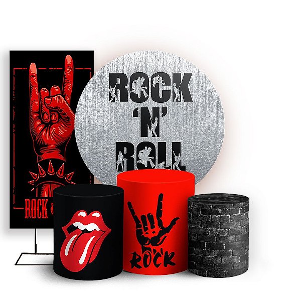 KIT Redondo Trio e Faixa - Rock Roll - Sublimado 3D