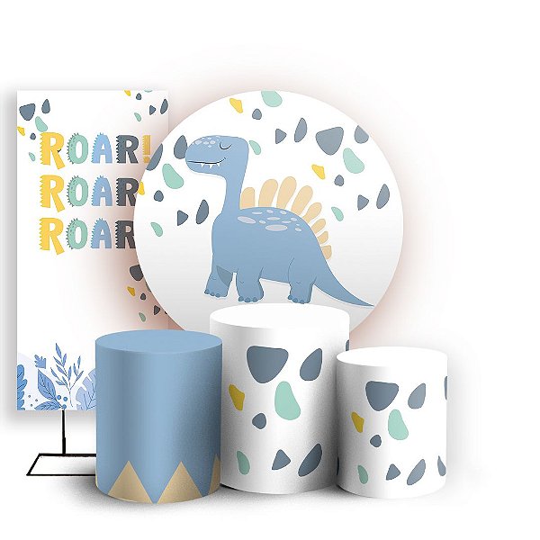 KIT Redondo Trio e Faixa - Dino Cute - Sublimado 3D