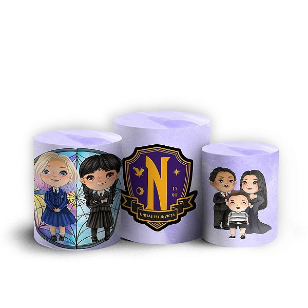 Trio Cilindro - Wandinha - Sublimado 3D + Elástico