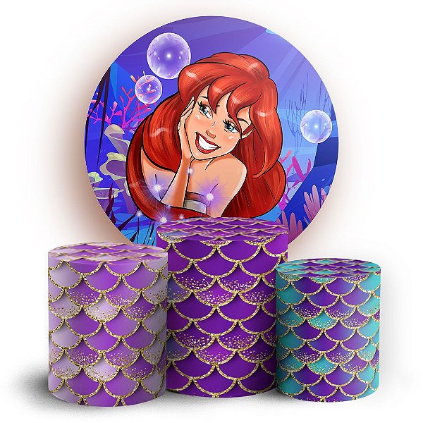 KIT Redondo e Trio - Ariel Escama Sereia - Sublimado 3D
