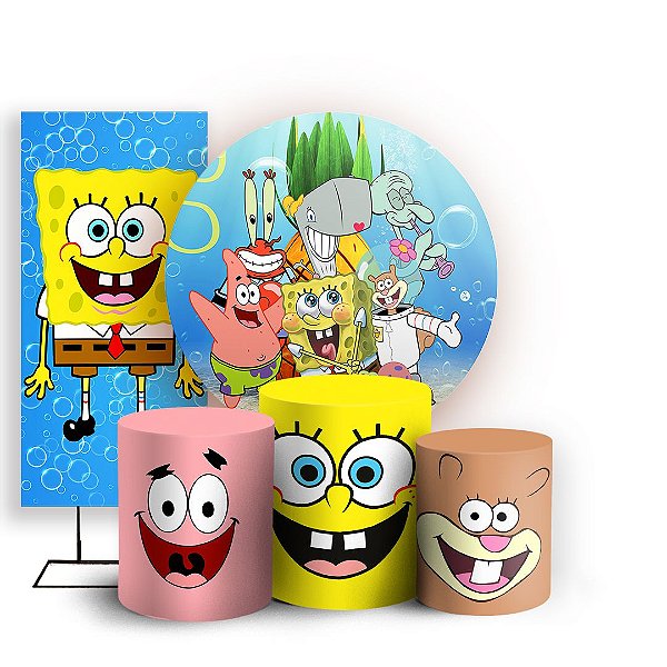 KIT Redondo Trio e Faixa - Bob Esponja - Sublimado 3D