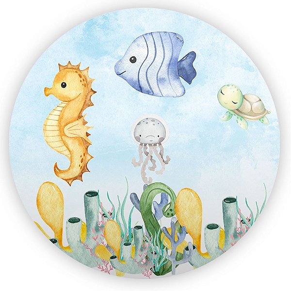 Painel Redondo - Fundo do Mar - Sublimado 3D