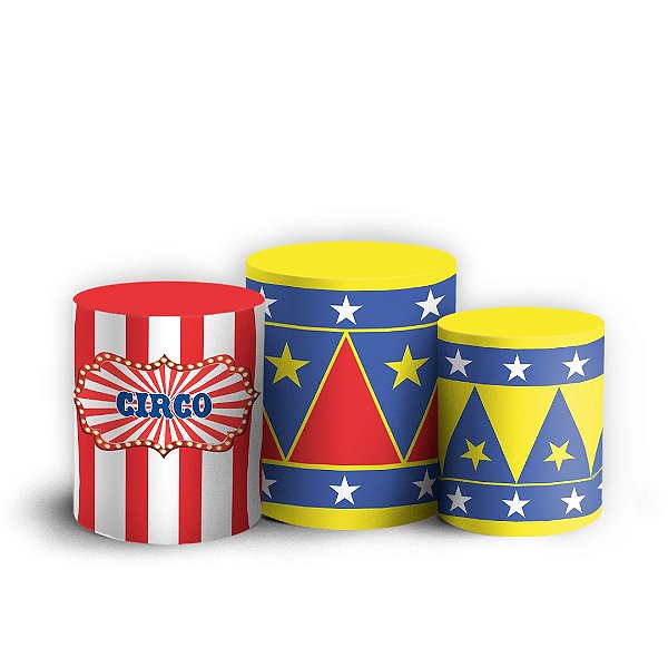Trio Cilindro - Circo - Sublimado 3D + Elástico